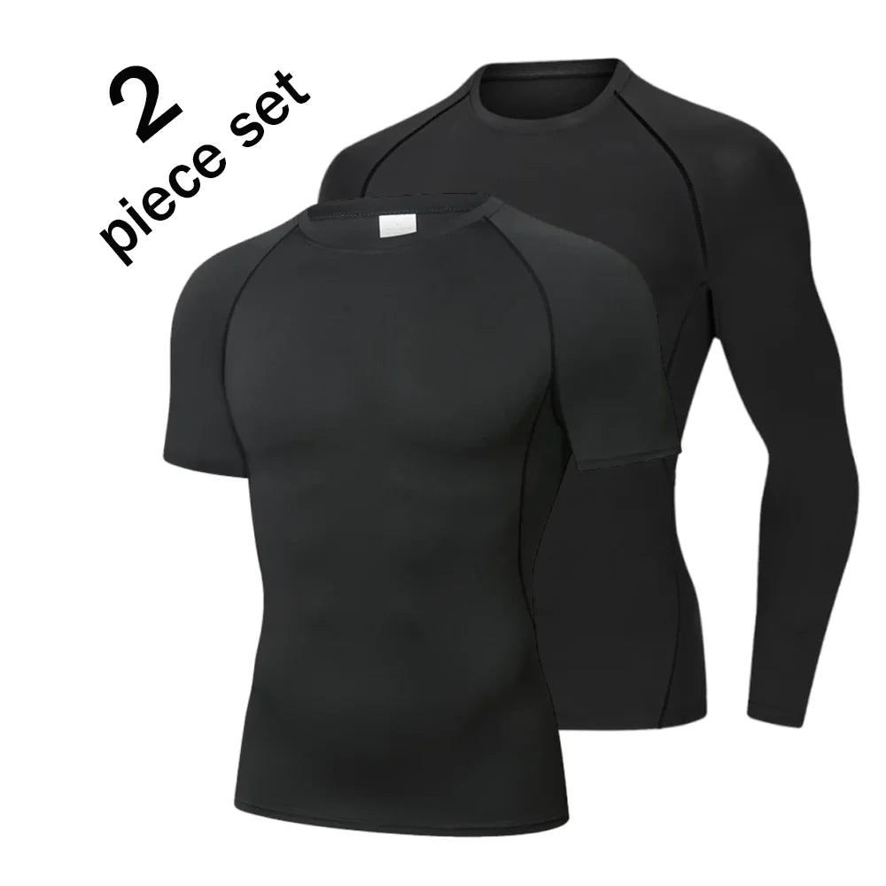 2 Pcs Men Compression Sport T Shirt Short Sleeve Training Fitness Top Tee Man Quick Dry Running Sport T Shirts