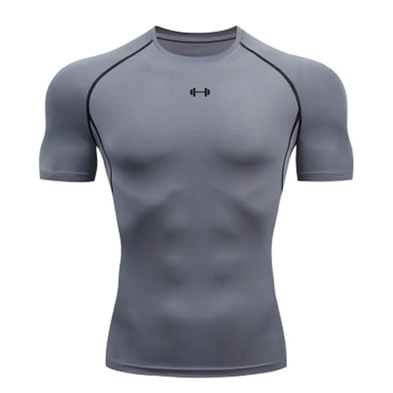 Men Sport T-shirt Quick Dry Bodybuilding Running Shirt Short Sleeve Compression Tops Gym T Shirt Fitness Male Jogging Tracksuit