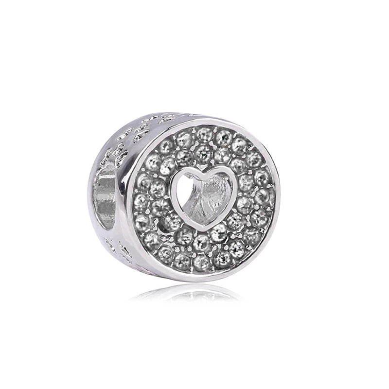 1pc New Fashion Crystal Love Heart Dreamcatcher Charms Beads fit Pandor Bracelets Necklaces For Women DIY Jewelry Accessories