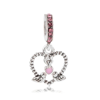 1pc New Fashion Crystal Love Heart Dreamcatcher Charms Beads fit Pandor Bracelets Necklaces For Women DIY Jewelry Accessories