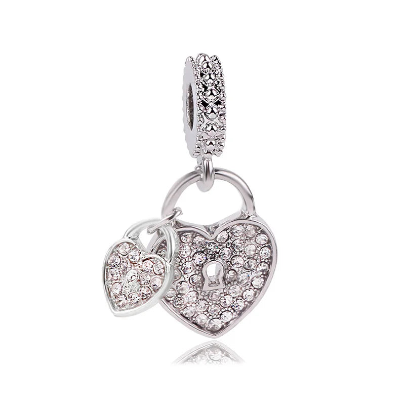 1pc New Fashion Crystal Love Heart Dreamcatcher Charms Beads fit Pandor Bracelets Necklaces For Women DIY Jewelry Accessories