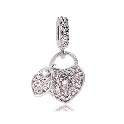 1pc New Fashion Crystal Love Heart Dreamcatcher Charms Beads fit Pandor Bracelets Necklaces For Women DIY Jewelry Accessories