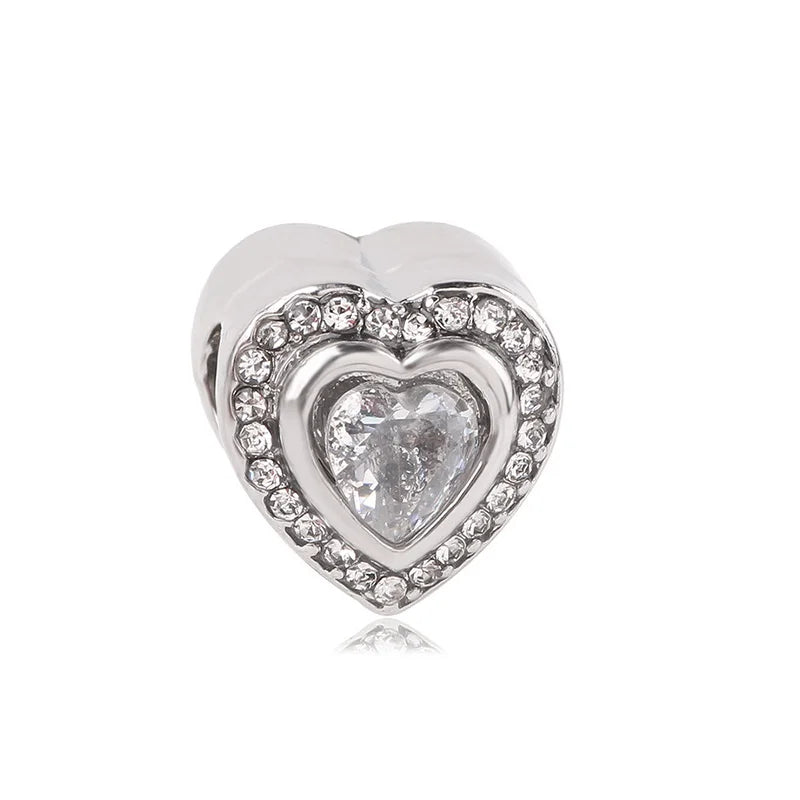 1pc New Fashion Crystal Love Heart Dreamcatcher Charms Beads fit Pandor Bracelets Necklaces For Women DIY Jewelry Accessories