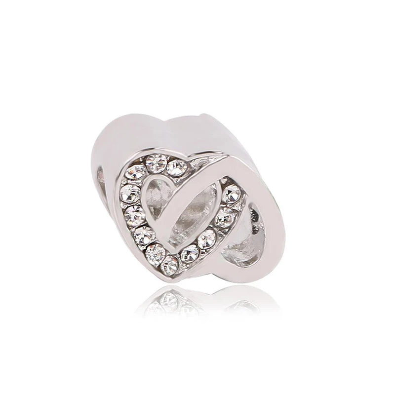 1pc New Fashion Crystal Love Heart Dreamcatcher Charms Beads fit Pandor Bracelets Necklaces For Women DIY Jewelry Accessories