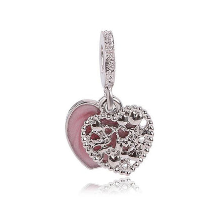 1pc New Fashion Crystal Love Heart Dreamcatcher Charms Beads fit Pandor Bracelets Necklaces For Women DIY Jewelry Accessories