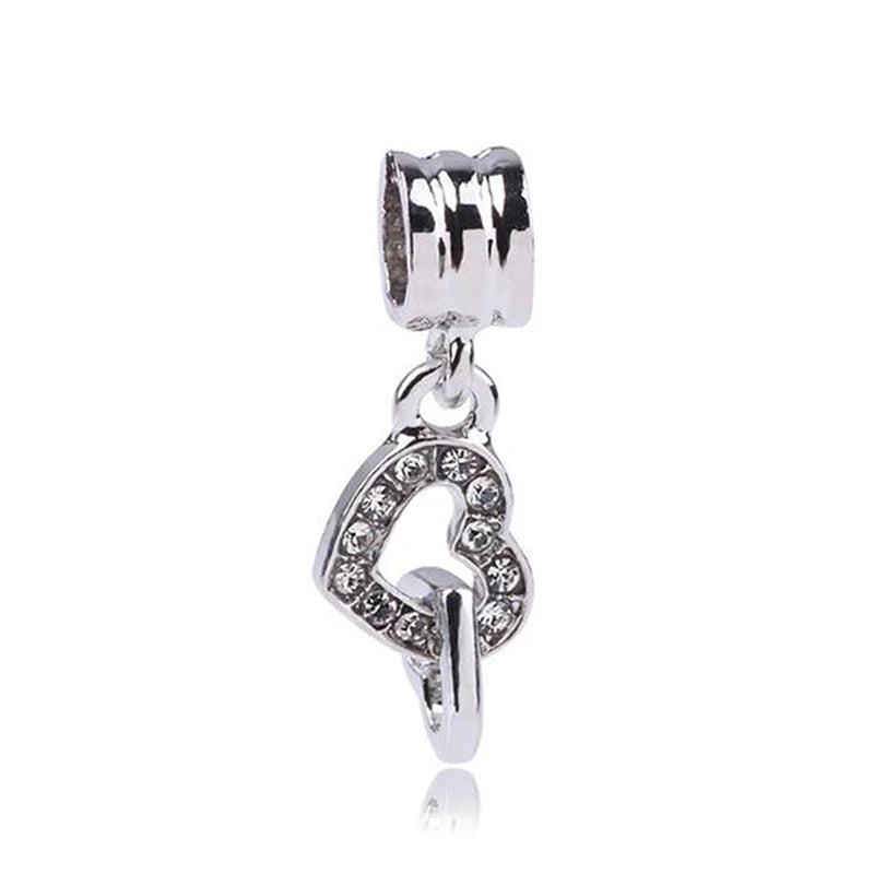 1pc New Fashion Crystal Love Heart Dreamcatcher Charms Beads fit Pandor Bracelets Necklaces For Women DIY Jewelry Accessories