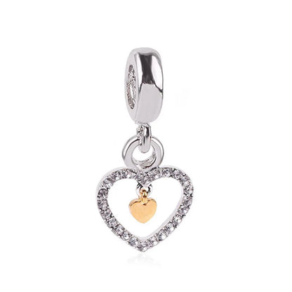 1pc New Fashion Crystal Love Heart Dreamcatcher Charms Beads fit Pandor Bracelets Necklaces For Women DIY Jewelry Accessories