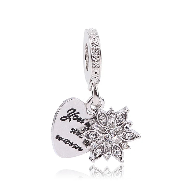 1pc New Fashion Crystal Love Heart Dreamcatcher Charms Beads fit Pandor Bracelets Necklaces For Women DIY Jewelry Accessories