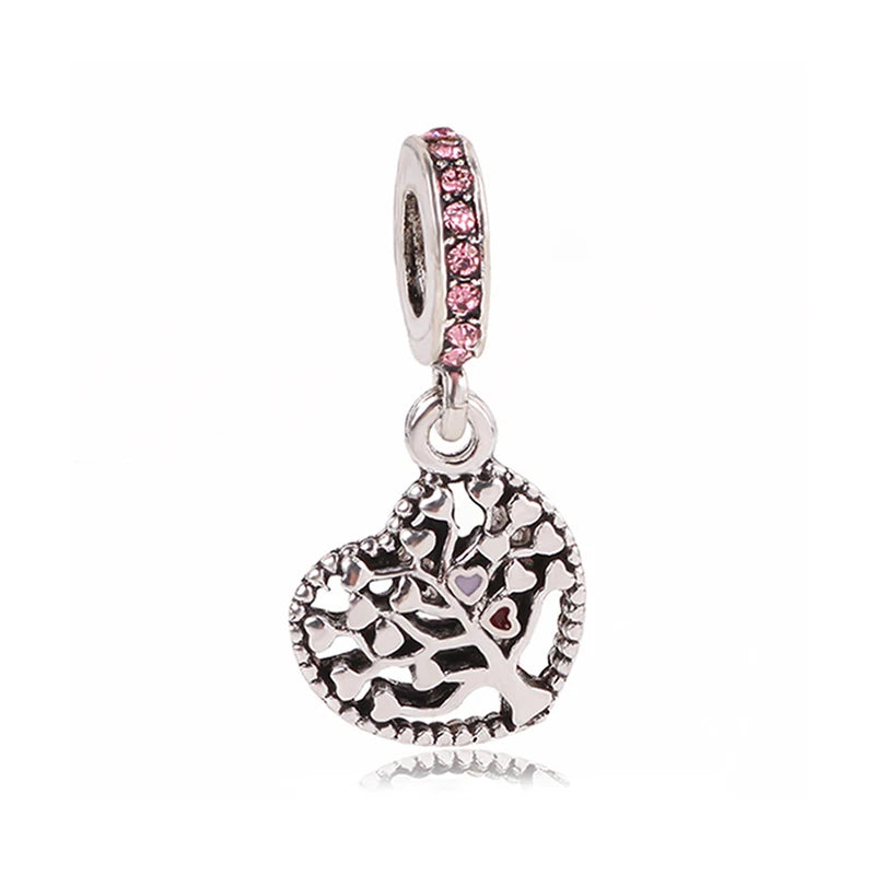 1pc New Fashion Crystal Love Heart Dreamcatcher Charms Beads fit Pandor Bracelets Necklaces For Women DIY Jewelry Accessories