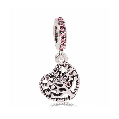 1pc New Fashion Crystal Love Heart Dreamcatcher Charms Beads fit Pandor Bracelets Necklaces For Women DIY Jewelry Accessories