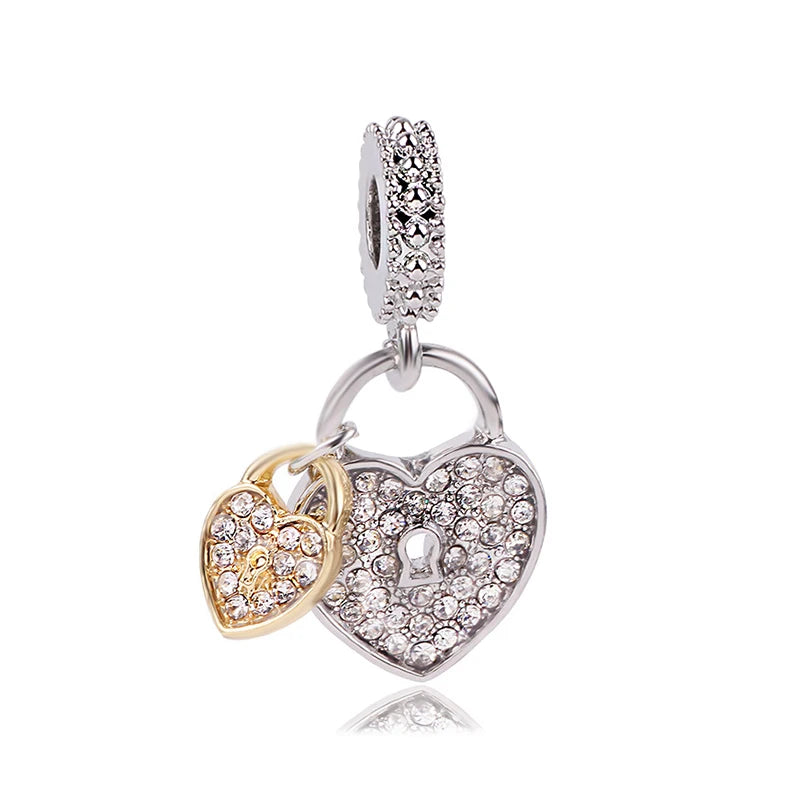 1pc New Fashion Crystal Love Heart Dreamcatcher Charms Beads fit Pandor Bracelets Necklaces For Women DIY Jewelry Accessories