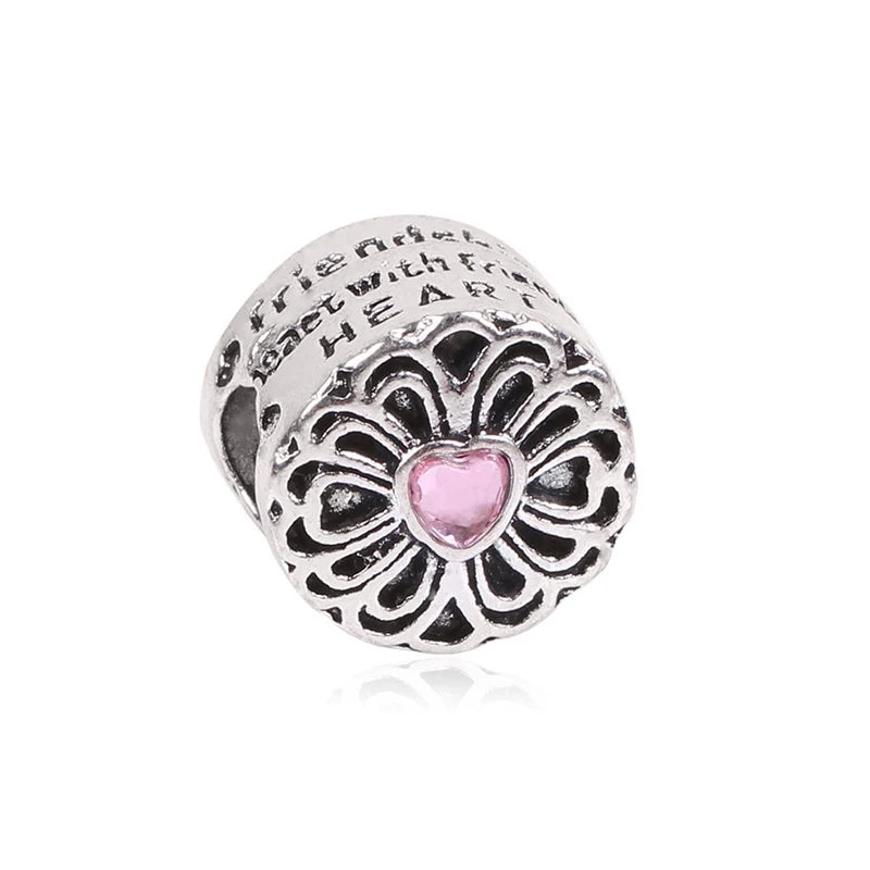 1pc New Fashion Crystal Love Heart Dreamcatcher Charms Beads fit Pandor Bracelets Necklaces For Women DIY Jewelry Accessories