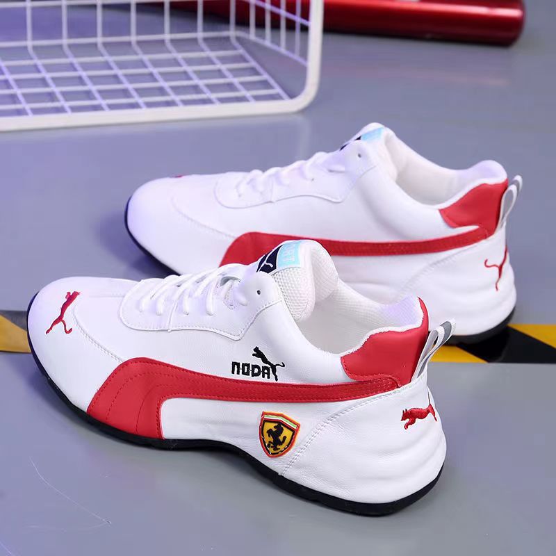 Men's leather surface casual shoes; low-top sports shoes; comfortable white shoes; soft sole men's shoes; new style
