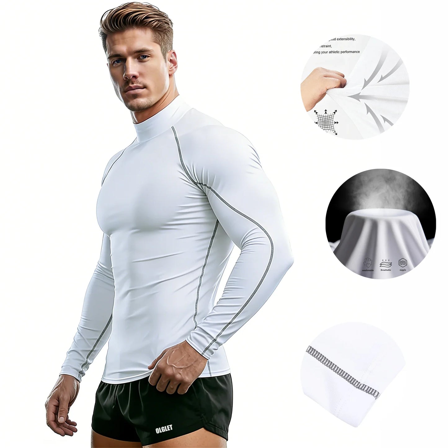 Sport T-shirt Men Compression Running Shirt Elastic Long Sleeve Fitness Athletic Top Gym Workout Undershirt Sportwear