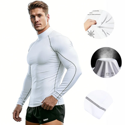 Sport T-shirt Men Compression Running Shirt Elastic Long Sleeve Fitness Athletic Top Gym Workout Undershirt Sportwear