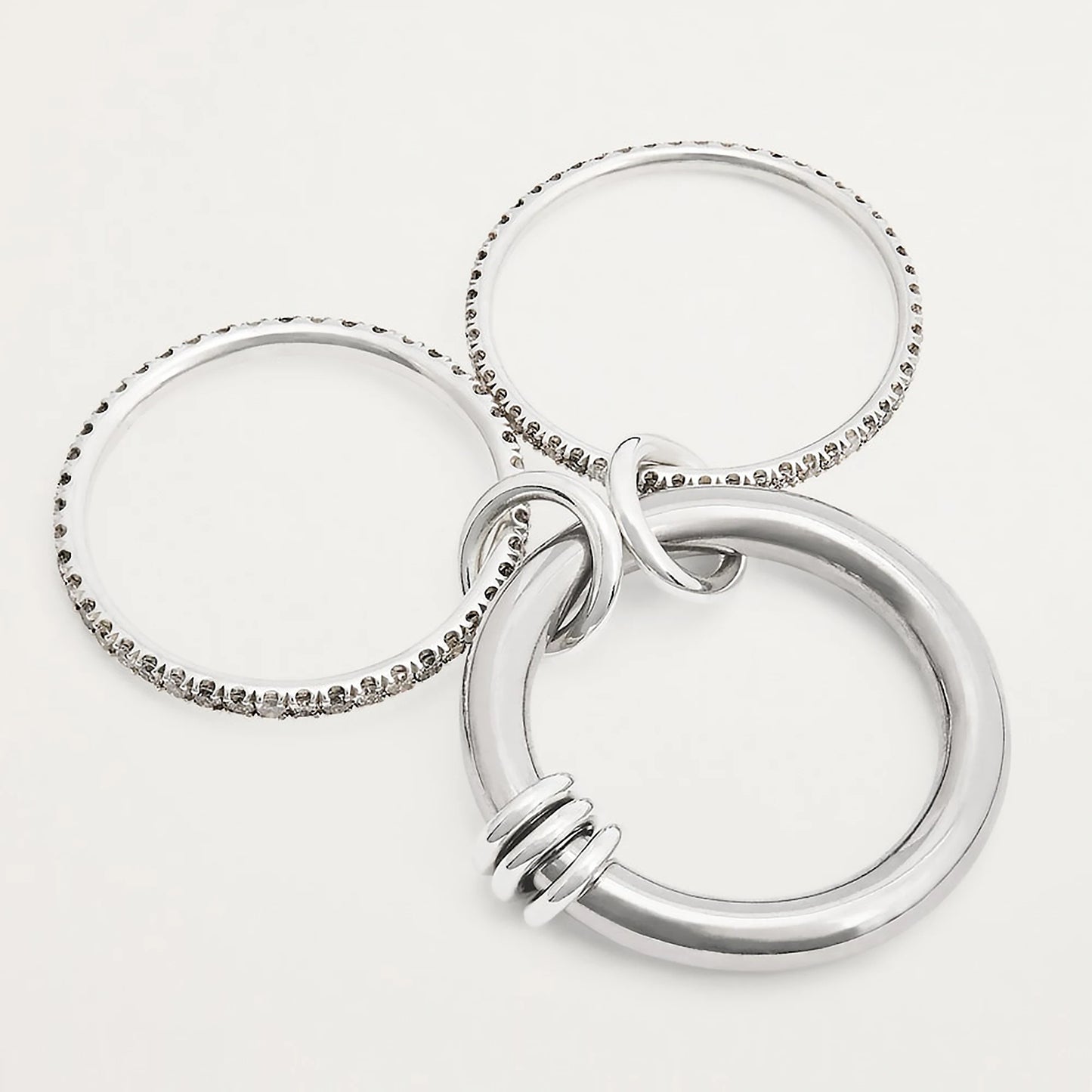 Multi-layer Stackable Finger Rings Shiny Cubic Zirconia Link Ring 18K Gold Plated Stainless Steel High Quality Jewelry Accessory