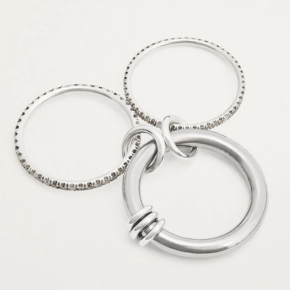 Multi-layer Stackable Finger Rings Shiny Cubic Zirconia Link Ring 18K Gold Plated Stainless Steel High Quality Jewelry Accessory