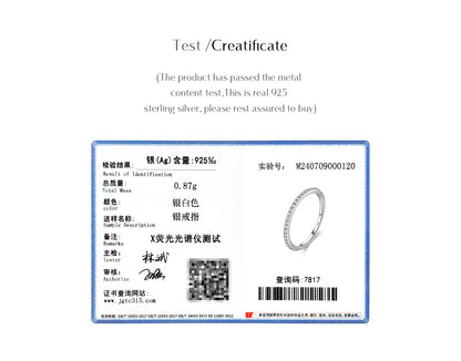 MODIAN Simple Eternity Moissanite Ring 925 Sterling Silver Sparkling Simple Thin Wedding Band Rings For Women Fine Jewelry