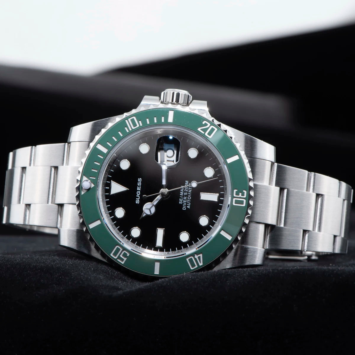 Sugess Watch of Men Diver NH35 Automatic Mechanical Wristwatch Date Sapphire Crystal Luminous Ceramic Bezel Waterproof 200M 2022