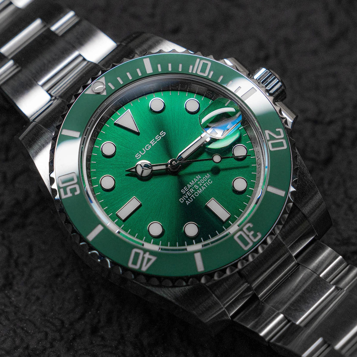 Sugess Watch of Men Diver NH35 Automatic Mechanical Wristwatch Date Sapphire Crystal Luminous Ceramic Bezel Waterproof 200M 2022