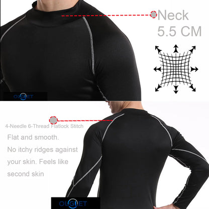 Sport T-shirt Men Compression Running Shirt Elastic Long Sleeve Fitness Athletic Top Gym Workout Undershirt Sportwear