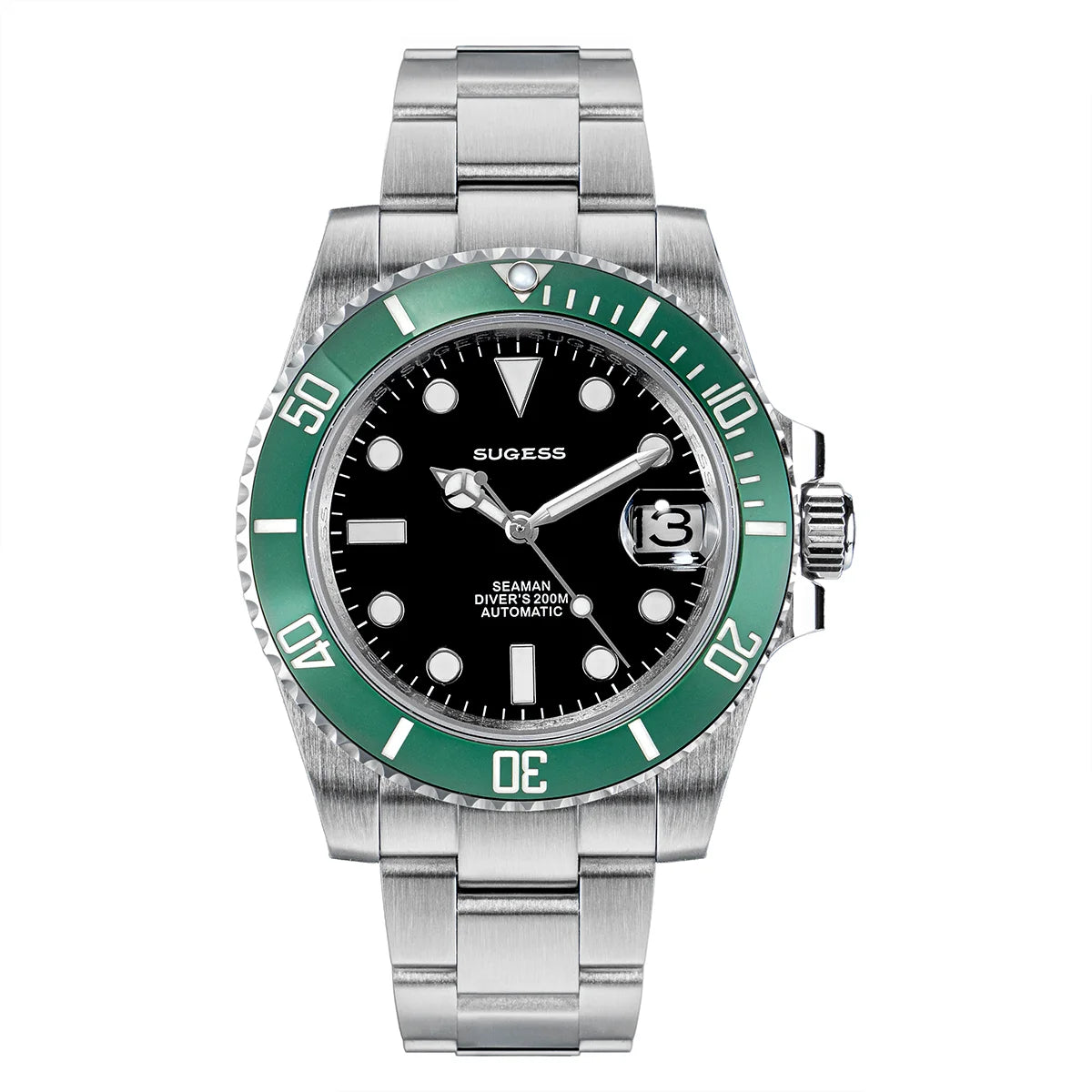 Sugess Watch of Men Diver NH35 Automatic Mechanical Wristwatch Date Sapphire Crystal Luminous Ceramic Bezel Waterproof 200M 2022