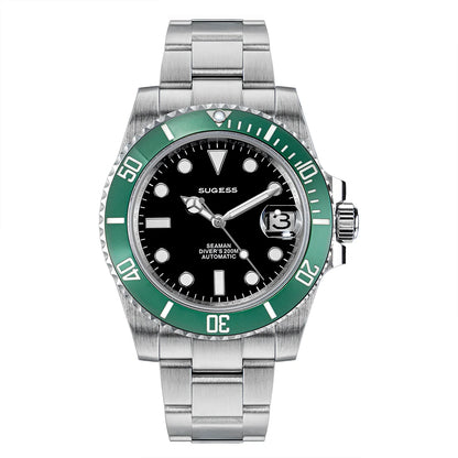 Sugess Watch of Men Diver NH35 Automatic Mechanical Wristwatch Date Sapphire Crystal Luminous Ceramic Bezel Waterproof 200M 2022