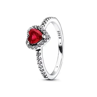 Hot selling 925 chapter pure silver heart-shaped ring, exquisite sparkling crystal charm ring, women's earth jewelry gift