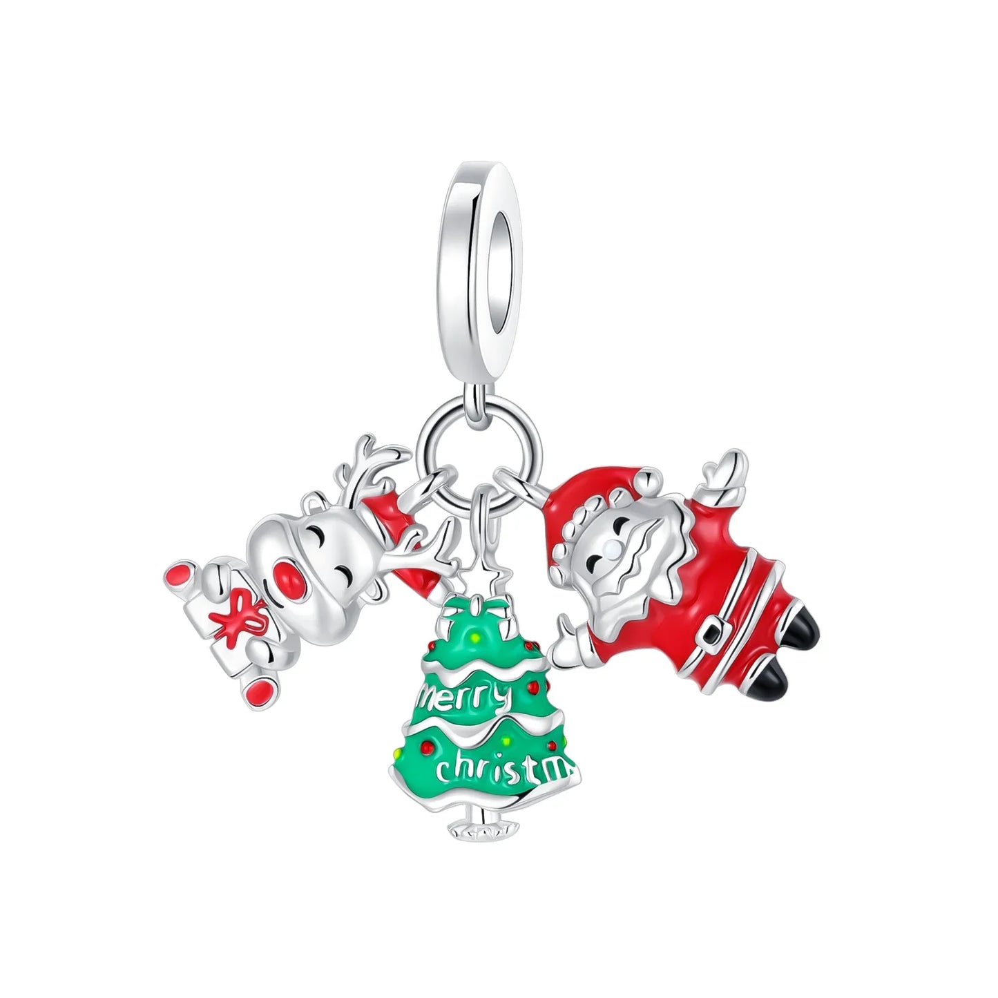 Original 925 Sterling Silver Christmas Charms Santa Claus Reindeer Snowflake Beads Fit Necklace Bracelets DIY Gifts Fine Jewelry