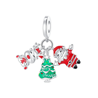 Original 925 Sterling Silver Christmas Charms Santa Claus Reindeer Snowflake Beads Fit Necklace Bracelets DIY Gifts Fine Jewelry