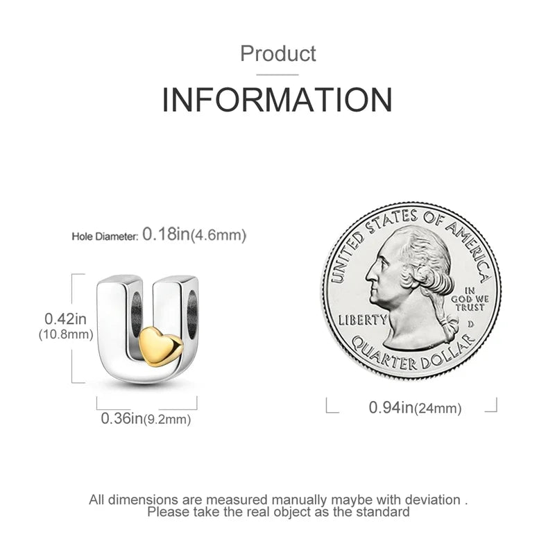 925 Silver 26 Letters A-Z Alphabet Beads Charms Fit Original Bracelet Charm Real Silver for Woman diy Fine Jewelry Bead