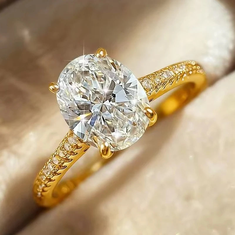 925 Sterling Silve 1-8CT Zircon Gorgeous Shiny Oval Stone Ring For Women Engagement Wedding Luxury High Quality Fine Jewelry