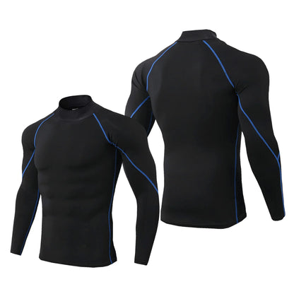 Sport T-shirt Men Compression Running Shirt Elastic Long Sleeve Fitness Athletic Top Gym Workout Undershirt Sportwear