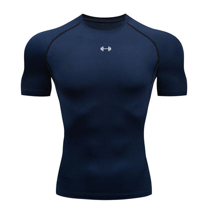Men Sport T-shirt Quick Dry Bodybuilding Running Shirt Short Sleeve Compression Tops Gym T Shirt Fitness Male Jogging Tracksuit