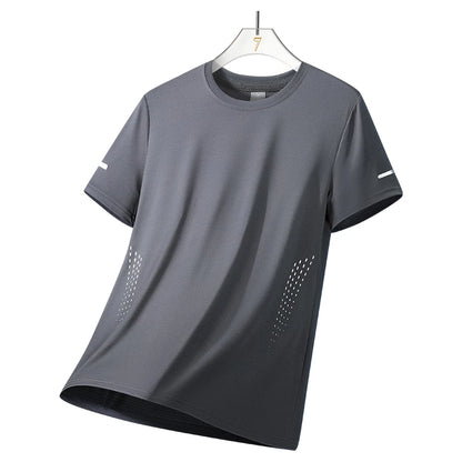 CHRLCK Men's Running Quick Drying T-shirts Breathable Hiking Fishing Tees Soft Elasticity Outdoor Sports Short Shirt Summer