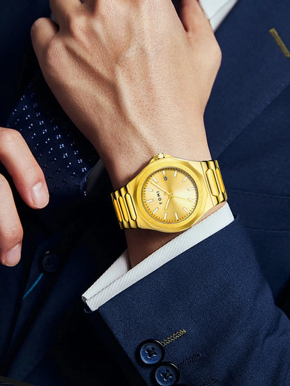 TOMI Luxury Business Men's Watch Gift Box Set High Quality Rose Gold Case Simple and Versatile Quartz Watch Relogio Masculino