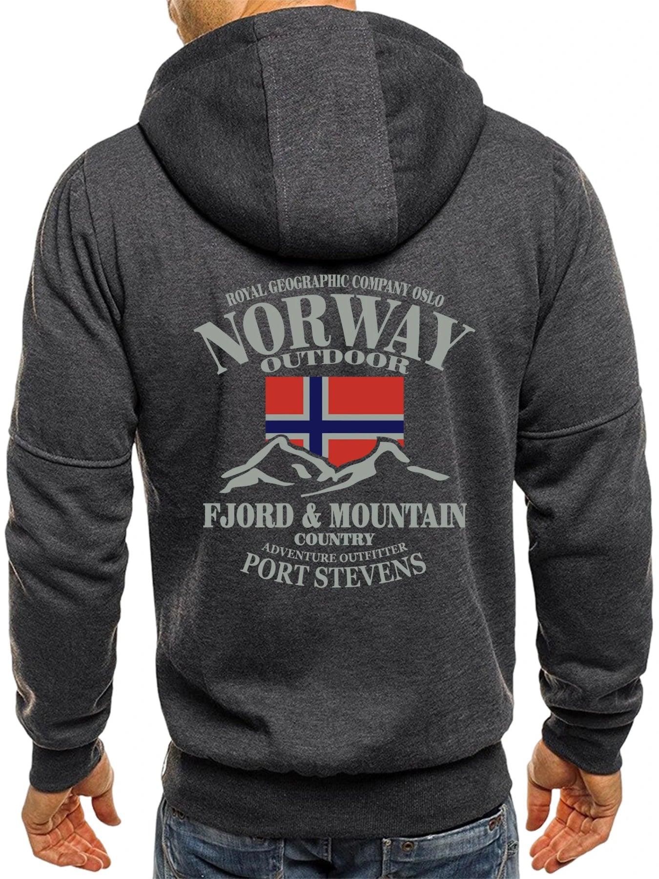 Norway Fjords And Mountains Print Male Zipper Hoodie All-Match Fashion Streetwear Vintage Casual Clothes Autumn Loose Hooded