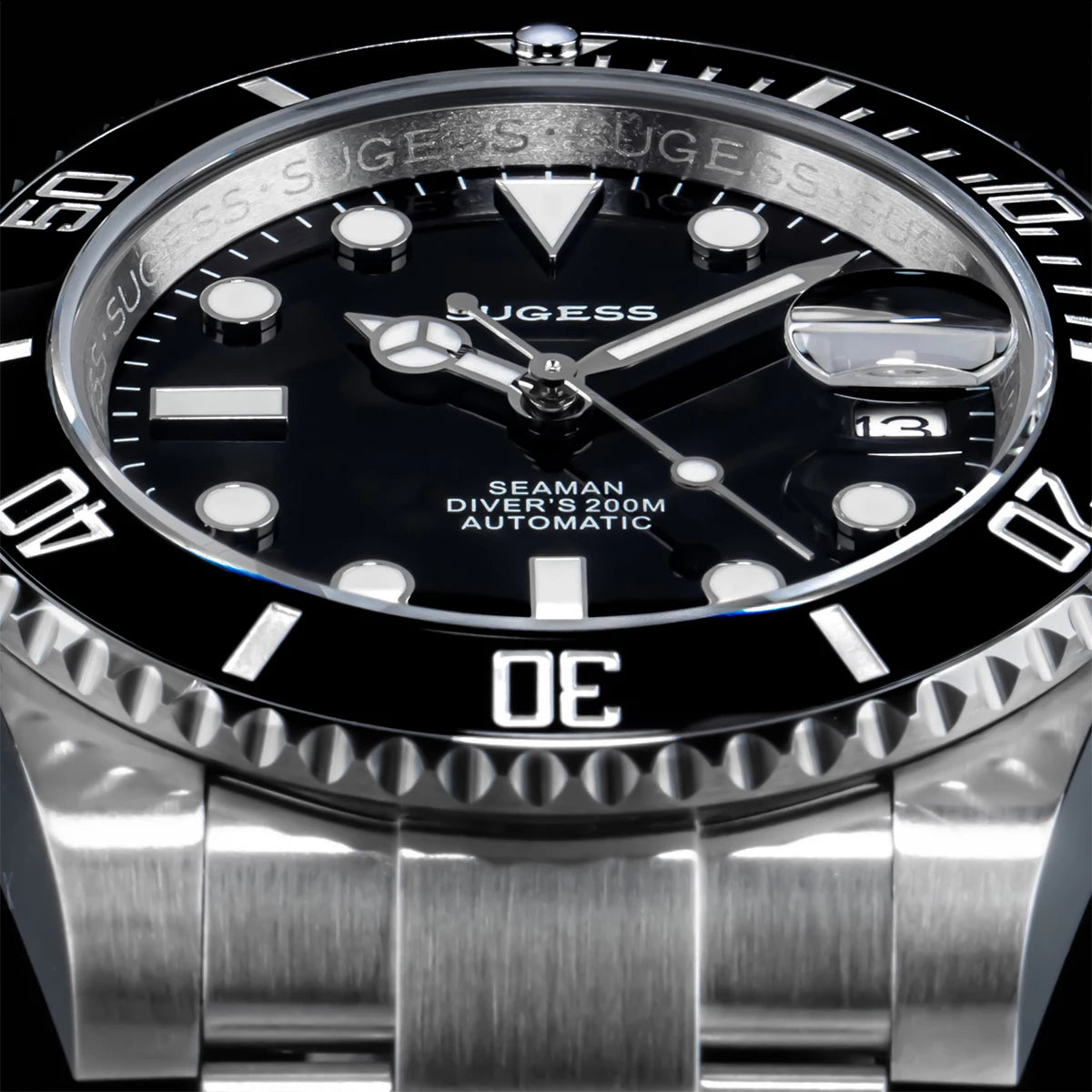 Sugess Watch of Men Diver NH35 Automatic Mechanical Wristwatch Date Sapphire Crystal Luminous Ceramic Bezel Waterproof 200M 2022