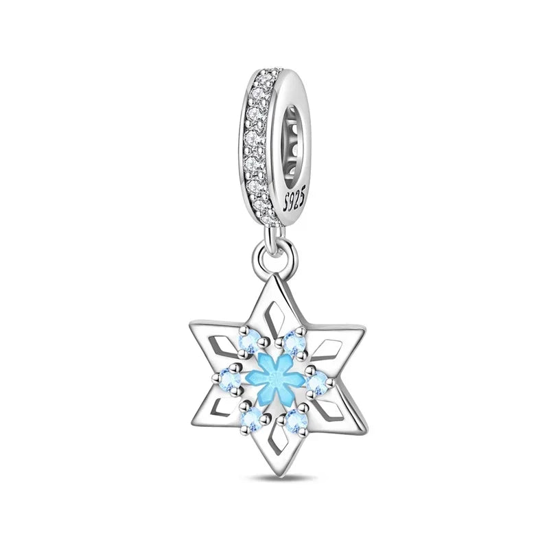 Original 925 Sterling Silver Christmas Charms Santa Claus Reindeer Snowflake Beads Fit Necklace Bracelets DIY Gifts Fine Jewelry