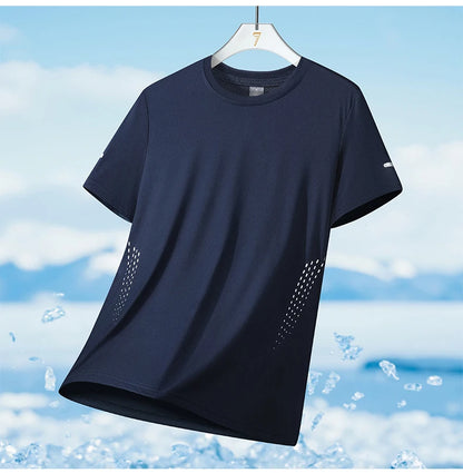 CHRLCK Men's Running Quick Drying T-shirts Breathable Hiking Fishing Tees Soft Elasticity Outdoor Sports Short Shirt Summer