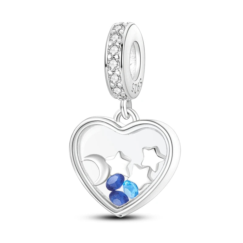 Fit Original Bracelet Silver Plated Cat Moon Shape Stars Love Charms Pendants For Women Jewelry Making Gift