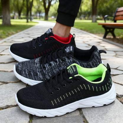 2025 New Arrival Men's Casual Sneakers Breathable Knit Upper Soft Sole Non-Slip Outdoor Shoes Comfortable Walking Running Shoes