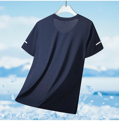 CHRLCK Men's Running Quick Drying T-shirts Breathable Hiking Fishing Tees Soft Elasticity Outdoor Sports Short Shirt Summer
