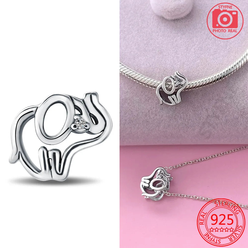 Silver 925 Openwork Elephant Hanging Sloth Charms Beads Fit Original Bracelet for Women Diy Fine Jewelry Making