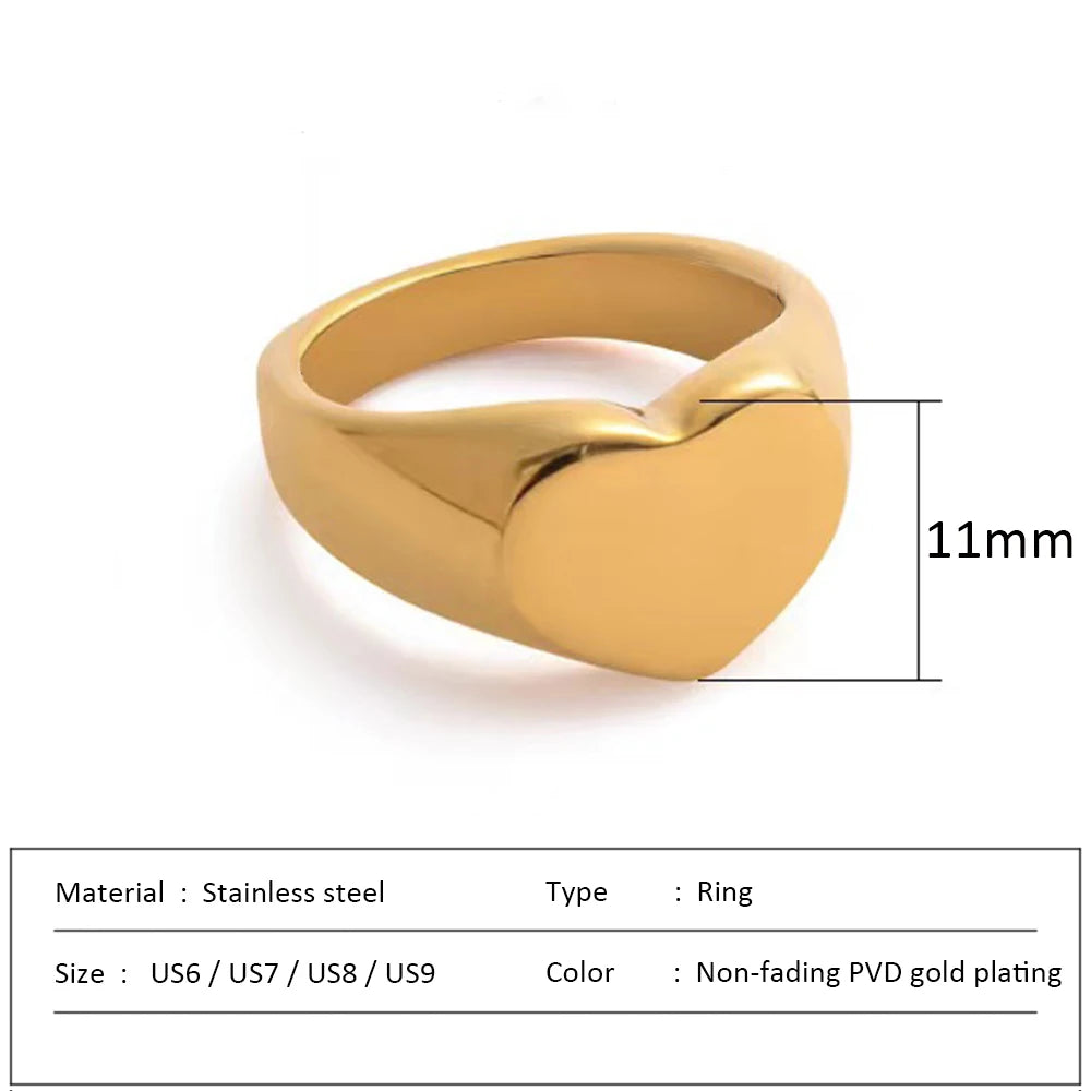 Waterproof Stainless Steel Ring for Women Non-fading Heart Ring Stylish Metal Rings Simple New Jewelry Wholesale Dropshipping