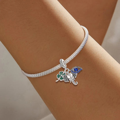 925 Sterling Silver Cute Butterfly Elephant Blue Series Charms Beads Fit Original Pan Bracelet Bangle High Quality DIY Jewelry