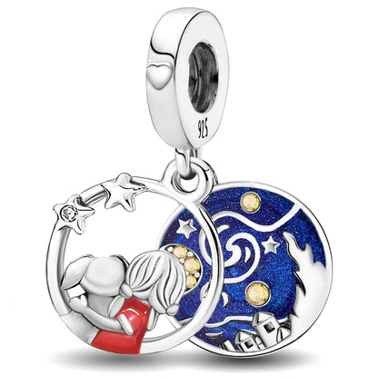 925 Sterling Silver Cute Butterfly Elephant Blue Series Charms Beads Fit Original Pan Bracelet Bangle High Quality DIY Jewelry