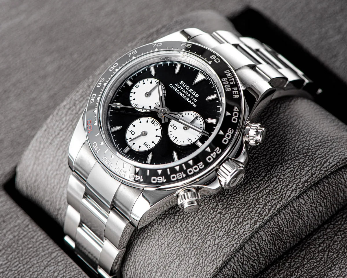 Sugess Diving Mens Watch Panda Automatic Mechanical Chronograph Peacock SL4801 Movement Wristwatch Waterproof Ceramic Bezel New