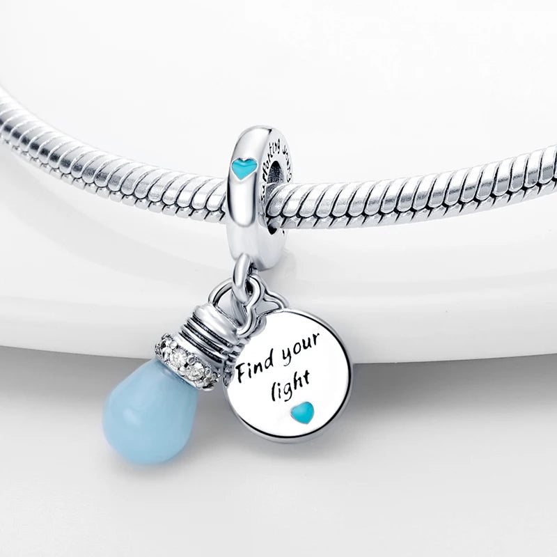 Hot Sales 925 Sterling Silver Luminous Firefly Light Bulb Star Moon Chameleon Charms Pendant Fit Original Bracelets DIY Jewelry