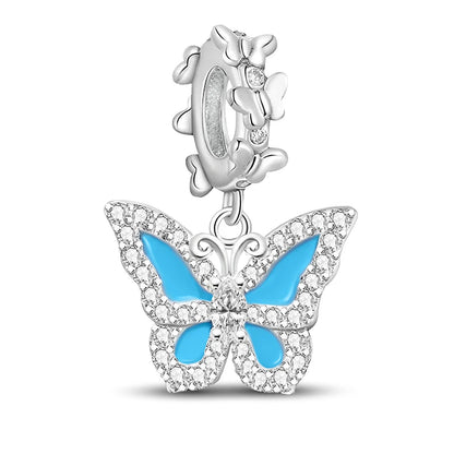 925 Sterling Silver Cute Butterfly Elephant Blue Series Charms Beads Fit Original Pan Bracelet Bangle High Quality DIY Jewelry